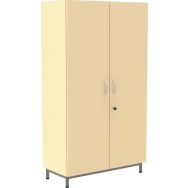 Armoire haute Octet portes battantes beige 100x180cm socle métal gris 9006