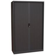 Armoire haute à rideaux lg 120 Ht 195 cm Anthracite 4 tablettes