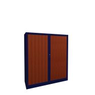 Armoire métal Classique 120x135 cm rideaux PVC merisier/anthracite