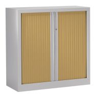 Armoire métal à monter rideaux ton bois hêtre 120 x 100 cm coloris gris