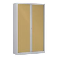 Armoire métal à monter rideaux ton bois hêtre 120 x 198 cm coloris gris
