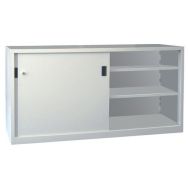 Armoire métal porte coulissantes 160 x 105 cm coloris gris