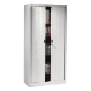Armoire métal porte rideaux PVC largeur 90 cm hauteur 180 cm coloris gris