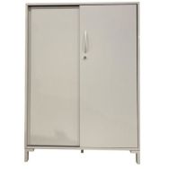 Armoire mi-haute reconditionnée - Ouverture porte coulissante - Grise