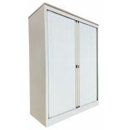 Armoire mi-haute reconditionnée – Ouverture à rideaux - Blanche