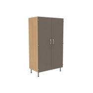 Armoire mixte Thélia pieds tube alu 2 portes moraillon chêne clair/taupe
