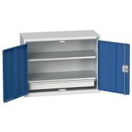 Armoire murale 2 tabl/1 tiroir L800xP350xH600 mm gris/bleu
