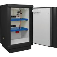 Armoire noire comptoir lithium 2 portes 2 étagères 2 rack de 8 prises