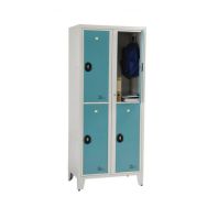 Armoire scolaire visitable 2 colonnes 4 casiers turquoise RAL 5018