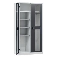 Armoire vestiaire 2 portes vitrées 100 x 50 x 195 cm gris clair/anthracite