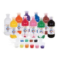 Assortiment 10 flacons 750 ml gouache aux doigts + 12 réservoirs offerts