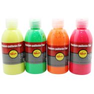 Assortiment 4 flacons 250 ml peinture pailletée fluo pichon