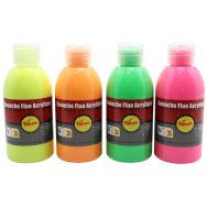 Assortiment de 4 flacons 250 ml gouache acrylique fluo Pichon