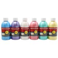 Assortiment de 6 flacons de 250 ml de  gouache acrylique nacrée pichon