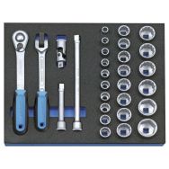 Assortiment de clés à douille 1/2'' dans le module Check-Tool, 29 pcs