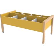 Bac à albums/BD structure bois sans roulettes jaune Ellipse enfant