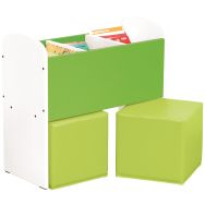 Bac à livres et poufs Confetti