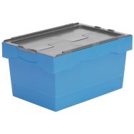 Bac croco 55L Bleu couvercle Gris dim HT 600X400X315
