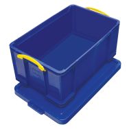 Bac de rangement plastique + couvercle 64L Bleu