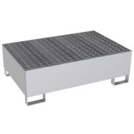 Bac de rétention inox - 2 futs - Caillebotis galvanisé
