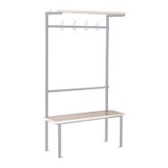 Banc-vestiaire PVC 4 patères simple face 100 cm - Gris