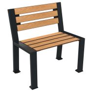 Banc BERLIN 1 place lames bois/métal gris 7016 - Buton Design