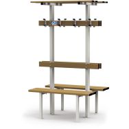 Banc vestiaire double au sol patères assise bois - GES