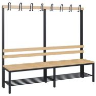 Banc bois - 4 à 8 patères - Simple face - Avec grille chaussures - CP