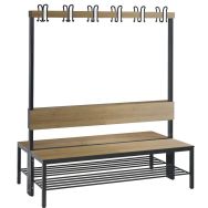 Banc bois patères double face dossier Basic Plus avec sans grille - CP