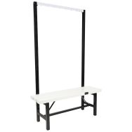 Banc patère 1150 mm PVC blanc avec 8 crochets