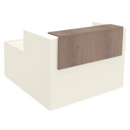 Banque d'accueil haute Ola+retour 82 cm blanc perle/chêne gris