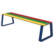 Banquette NINOU 150 cm assise lames HPL multicolore / métal bleu 5017