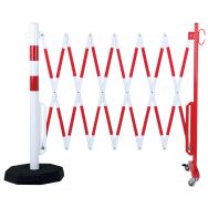 Barrière extensible sur roulettes avec poteau socle lourd - Crash stop