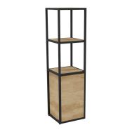 Bibliotheque Alto 1 porte 40x162x41,5 cm Noir/chêne vieilli