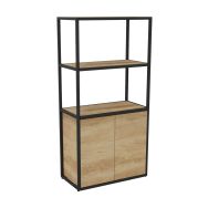 Bibliotheque Alto 2 portes 80x162x41,5 cm Noir/chêne vieilli