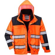 Blouson haute visibilité 3 en 1 orange noir Portwest T : L