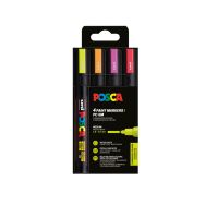 Boîte 4 marqueurs Posca fluo pointe moyenne