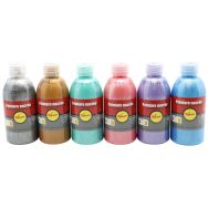 Boîte 6 flacons gouache nacrée pichon, 6 x 250 ml.