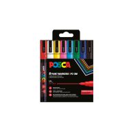 Boîte 8 marqueurs Posca assortis, pointe conique fine 1.3 mm