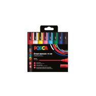 Boîte 8 marqueurs Posca assortis, pointe conique moyenne 2.5 mm