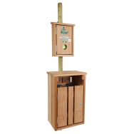 Borne Toutoubois avec distributeur sachet liasse + poubelle 35 L - bois