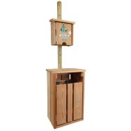 Borne Toutoubois avec distributeur sachet papier + poubelle 35L - bois