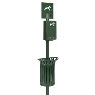 Borne/distributeur sacs déjection canine+poubelle 35 L vert 6005-Rossignol Pro