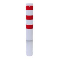 Borne stationnaire à bétonner capuchon d'soudé - Blanc/Rouge - Schake