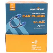 Bouchons d'oreille TPR détectable avec cordon - Portwest (Lot de 50)
