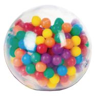 Boule caoutchouc transparent et perles