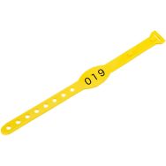 Bracelet plastique SEVA avec numéros de série jaune