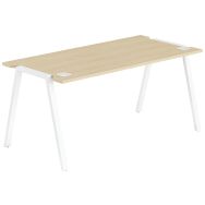 Bureau Gary 160 x 70 cm pied blanc plateau chêne clair