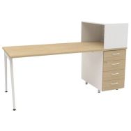 Bureau Home Office + Rgmt Droite L.120 cm Chêne/Blanc Ara