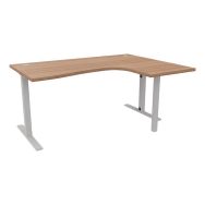 Bureau IDEA asymétrique 1 pied ret. à droite 160 cm noyer/alu